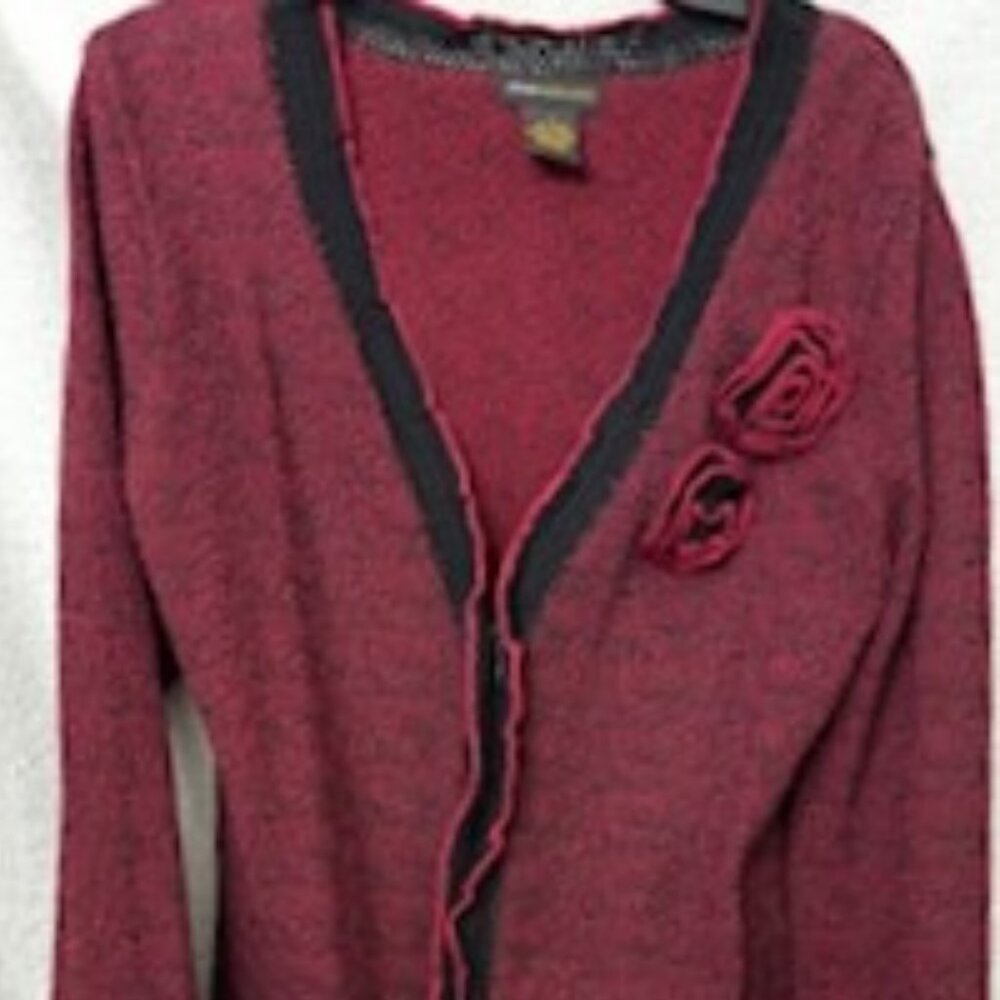 Grace Dane Lewis vintage knitted black and deep red jacket Size S